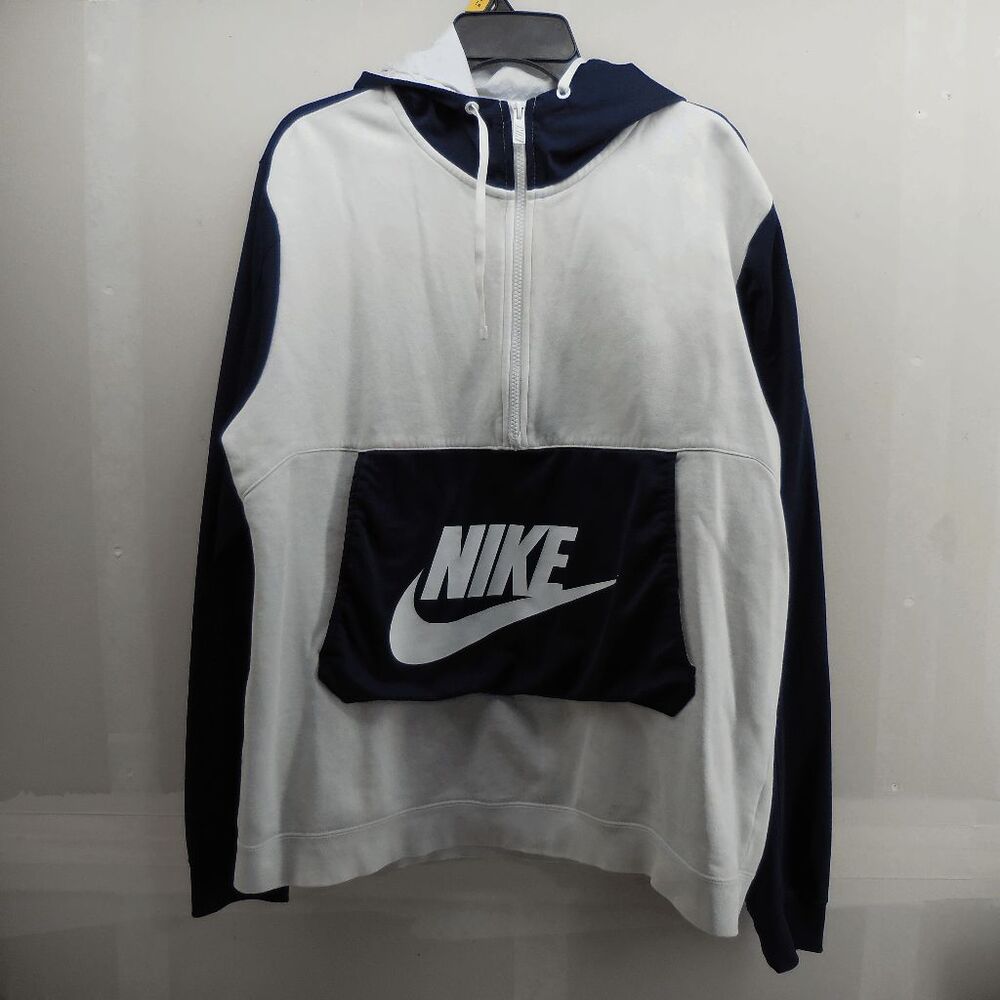 Nike Sportswear 1/2 Zip Hybrid Hoodie White Blue Mens. BV4928-100 Size XL